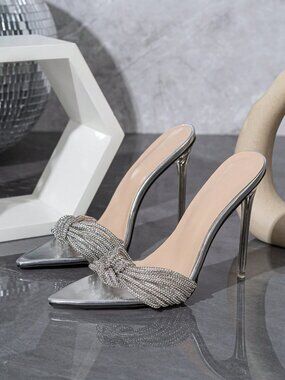 Silver Glamorous Women's High Heel Sandals